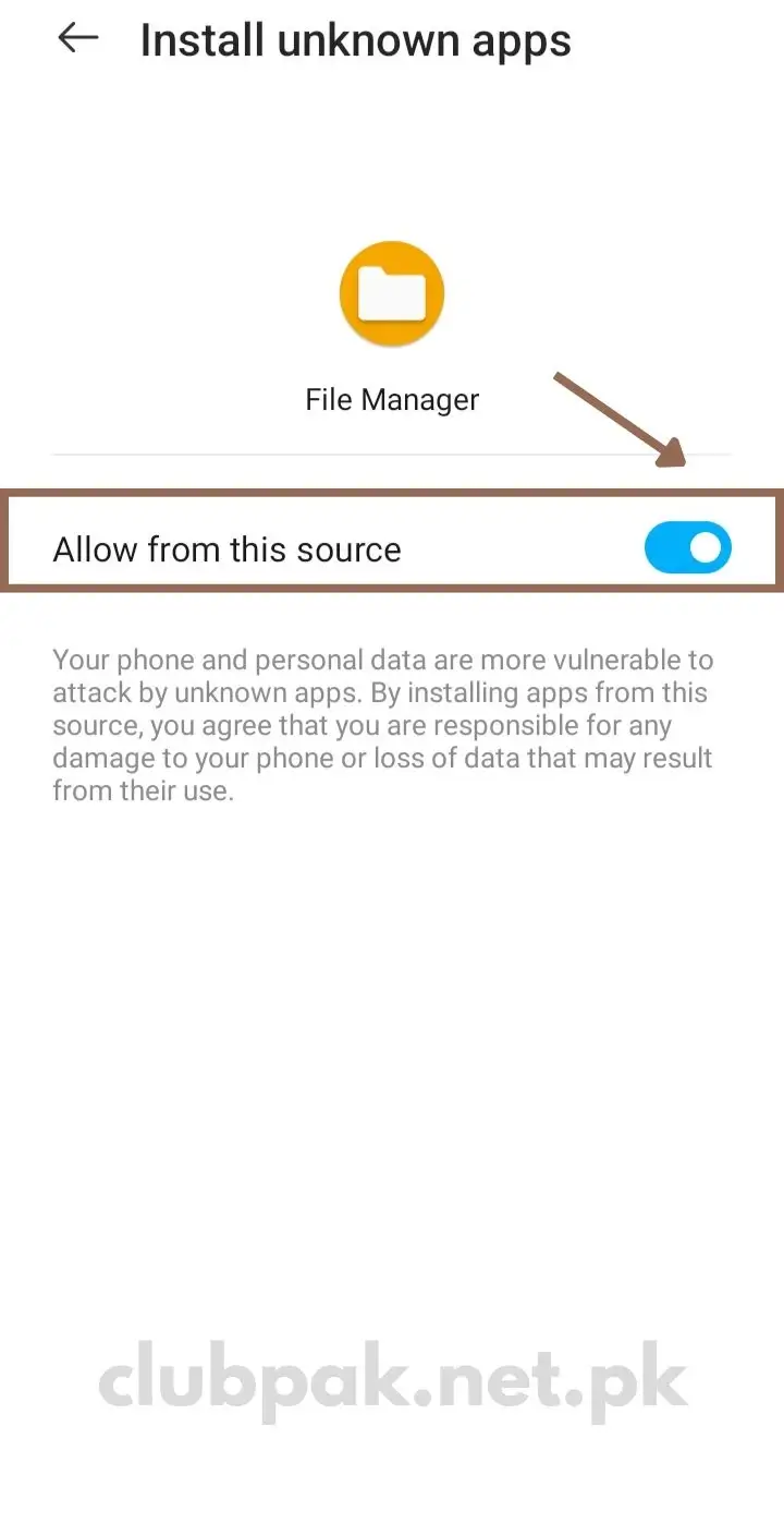 Allow Pak Club Installation From File Manager – Pak Club Game screenshot
