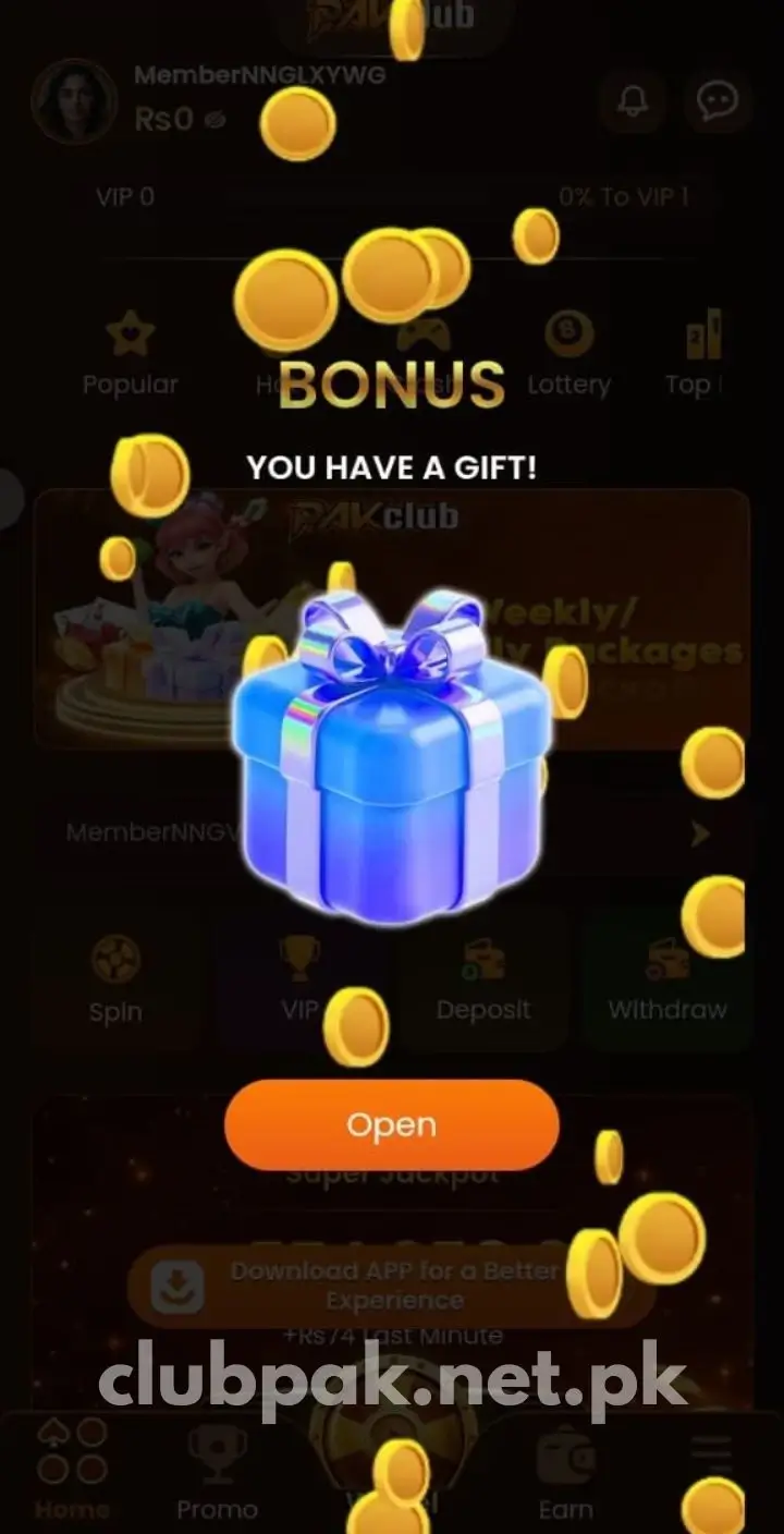 Pak Club Welcome Bonus – Pak Club Game screenshot